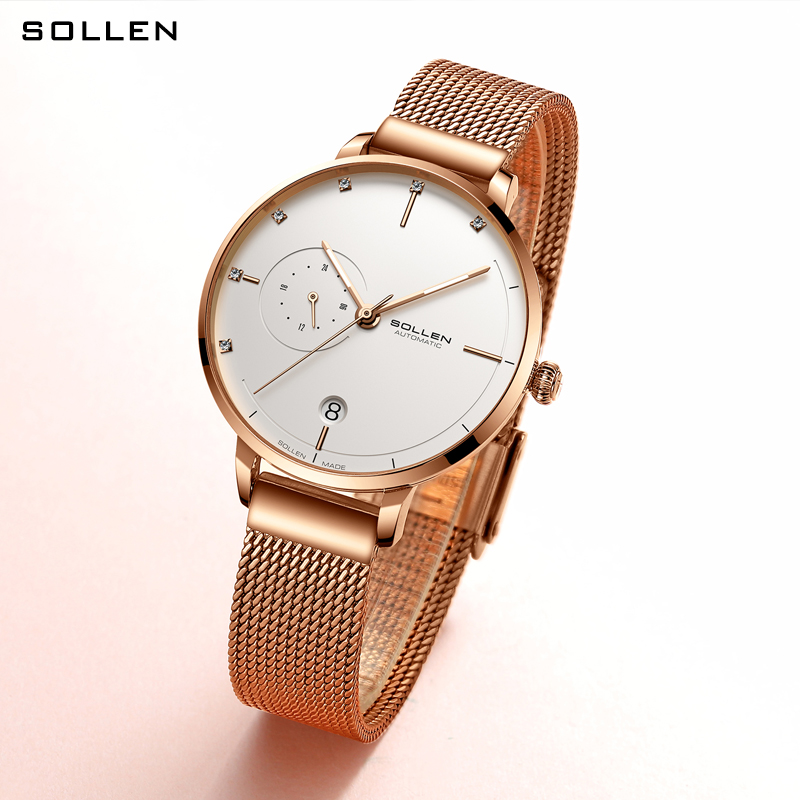 SOLLEN-Automatic Mechanical Wa - đánh giá và giá Stainless Mesh Band