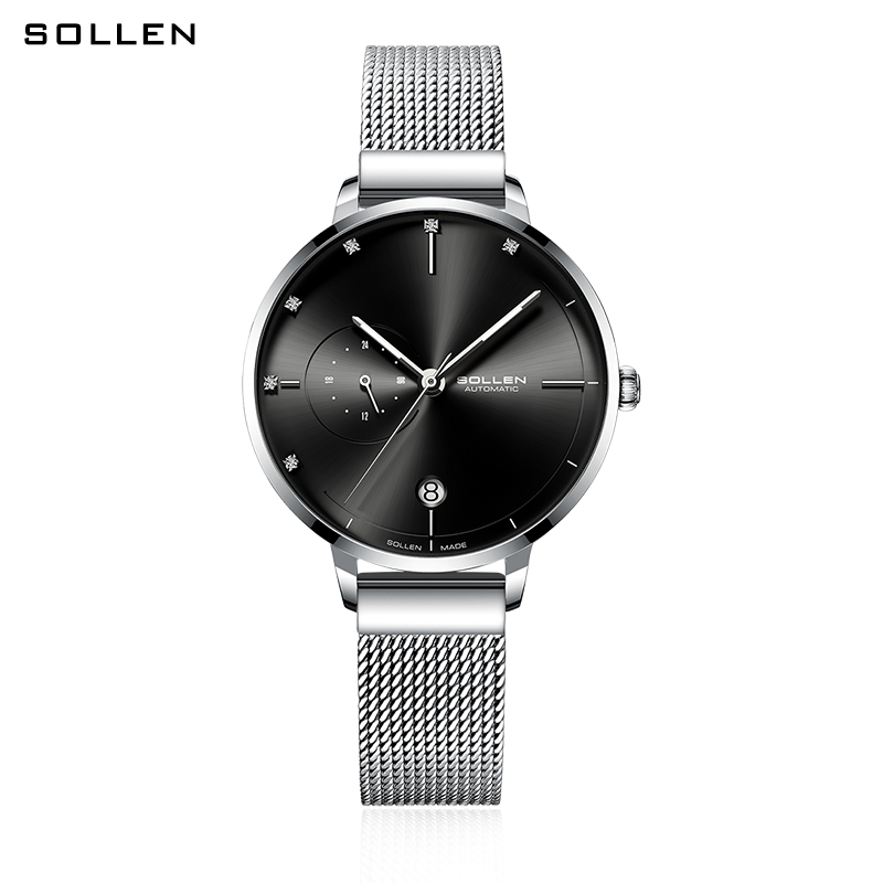 SOLLEN-Automatic Mechanical Wa - đánh giá và giá Stainless Mesh Band