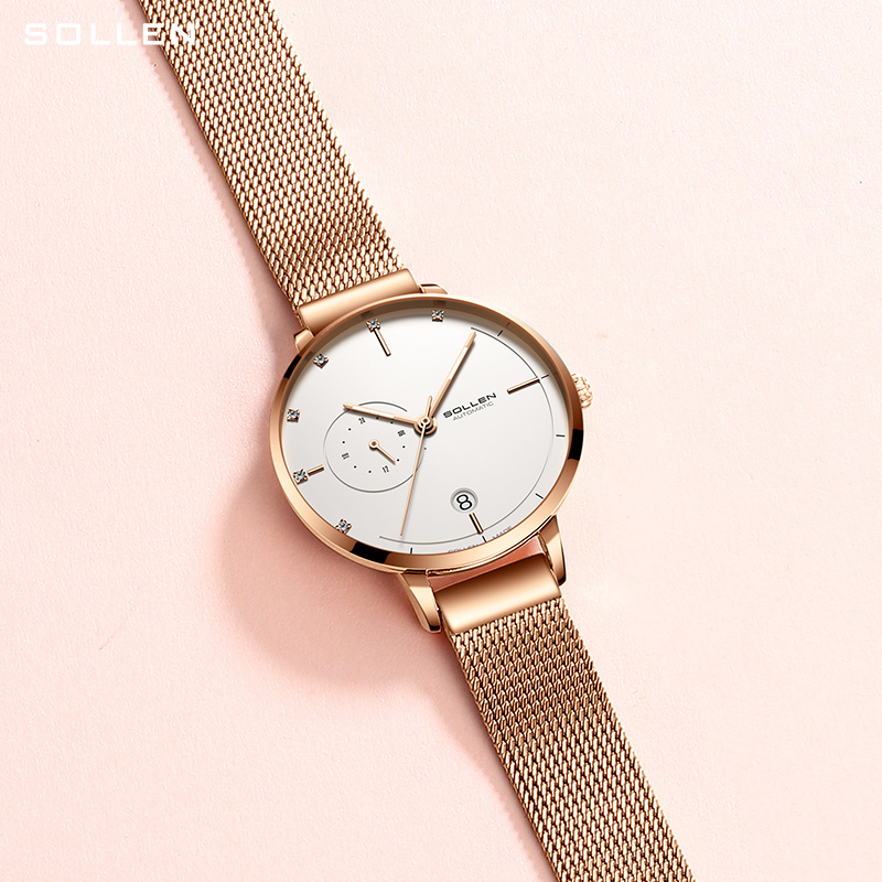 SOLLEN-Automatic Mechanical Wa - đánh giá và giá Stainless Mesh Band